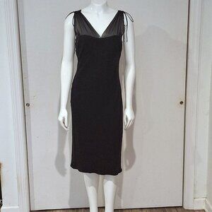 Black silk sleeveless knee length formal dress